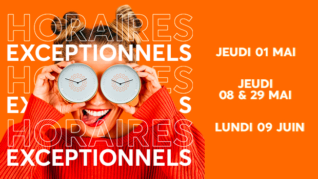 Horaires exceptionnels mai Aushopping Avignon Nord