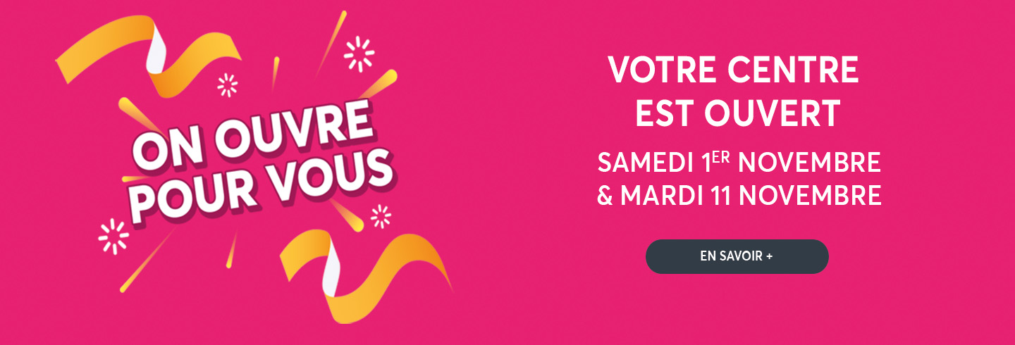 Votre centre commercial Aushopping Poitiers Sud est ouvert le samedi 1er novembre et le mardi 11 novembre