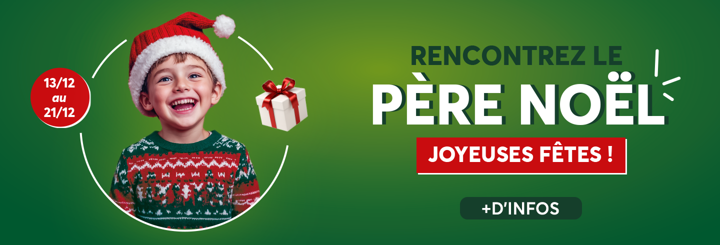 Rencontrez le Père Noël pendant les vacances de noel au centre commercial aushopping Mantes buchelay du 12 au 21 décembre