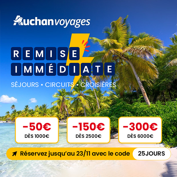 Remise immédiate jusqu'au 23 novembre chez Auchan Voyages