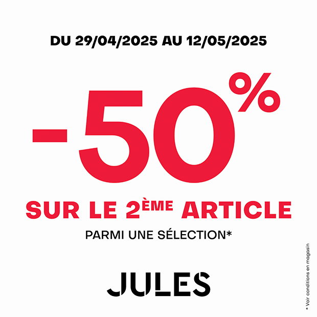 -50% sur le 2ème article !*
