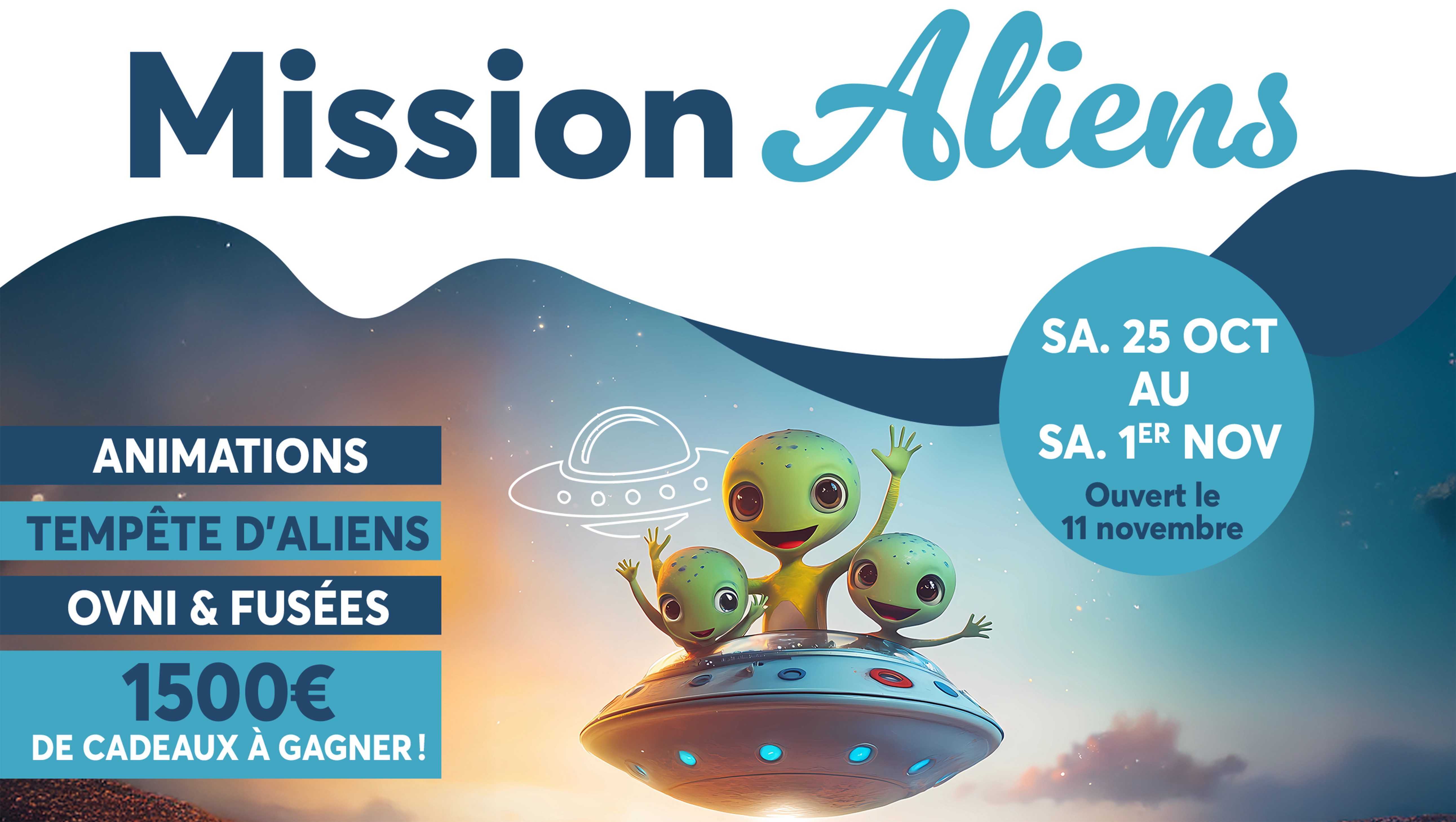 Profitez d'une animation Mission Aliens du 25 octobre au 1er novembre dans votre centre commercial Les portes du futur à Chasseneuil du poitou