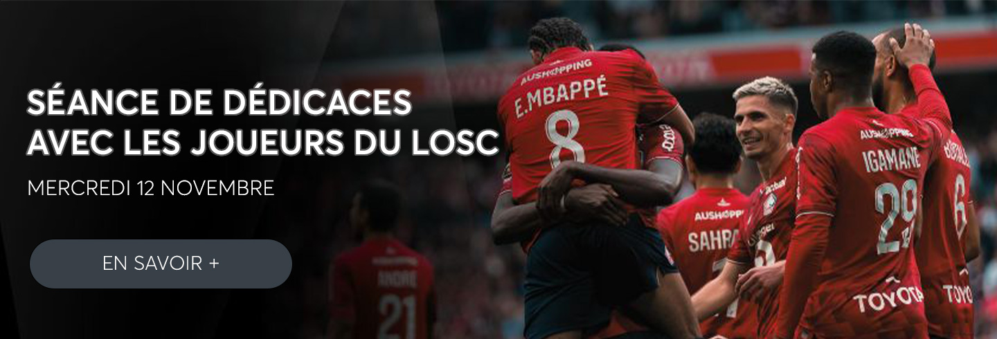 séance de dédicace avec les joueurs du losc dans le centre commercial V2 aushopping