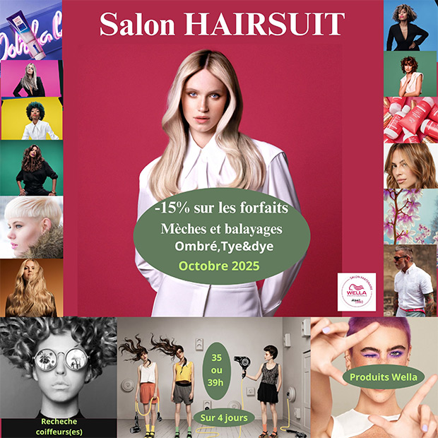 Offre d'octobre dans votre salon Hairsuit : -15% sur les forfaits*