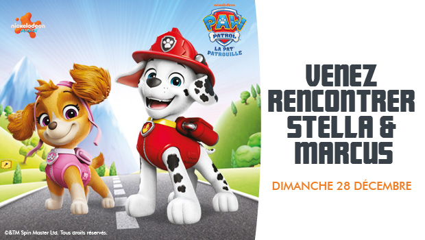Venez rencontrer Stella & Marcus de la pat patrouille le dimanche 28 décembre dans votre centre commercial aushopping Blois Vineuil