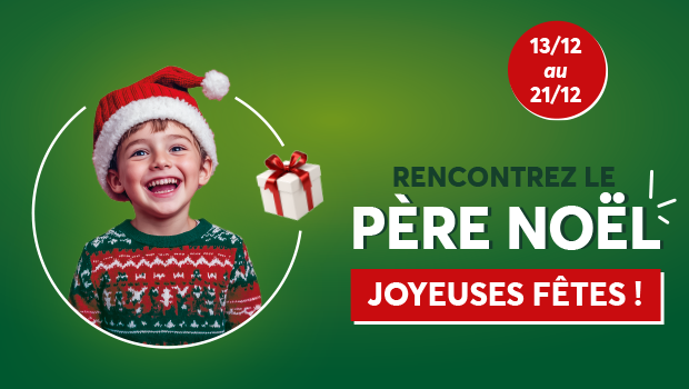 Rencontrez le Père Noël pendant les vacances de noel au centre commercial aushopping Mantes buchelay du 13 au 21 décembre