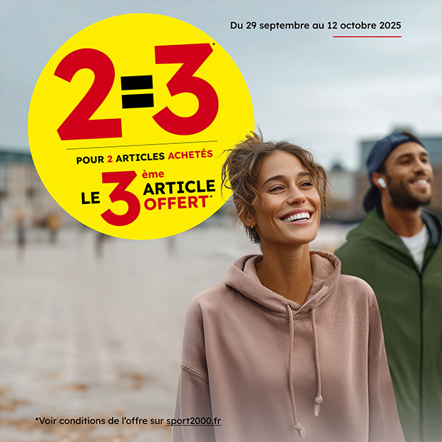 Sport 2000 : offre spéciale 2=3 du 29 septembre au 12 octobre 2025