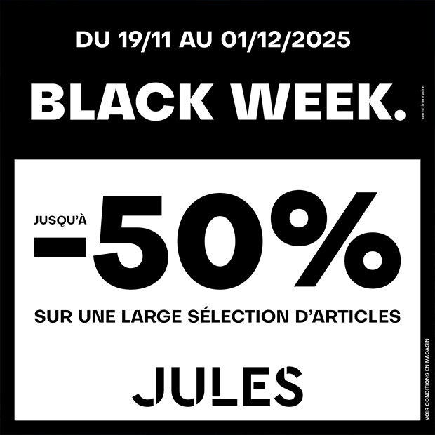 Jules : black week jusqu'à -50%*