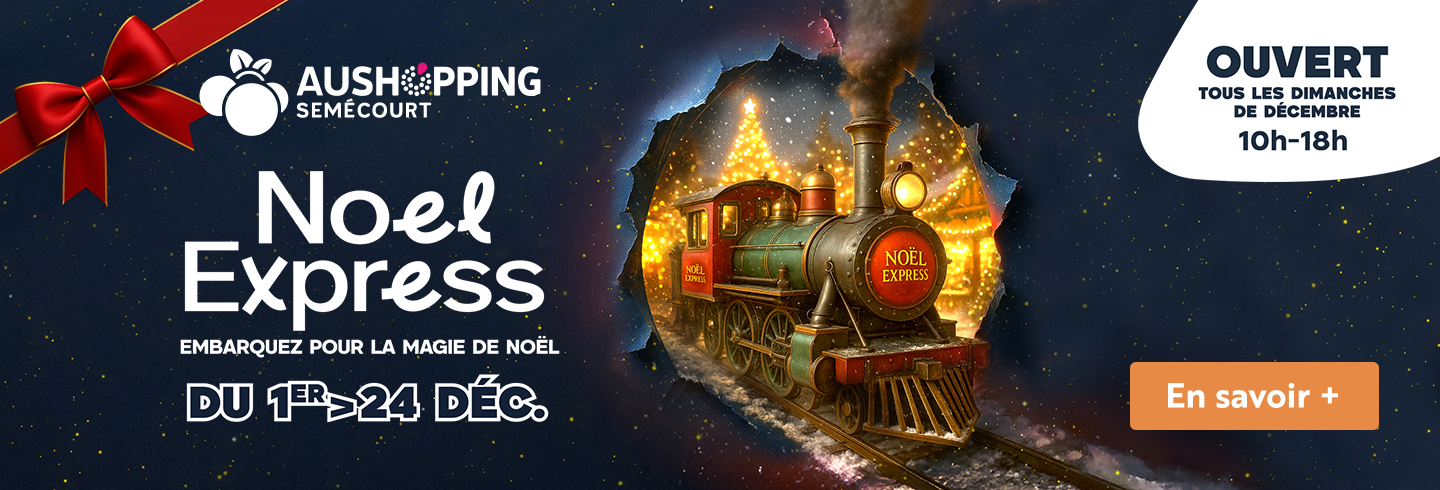 Noel express embarquez dans le train de noel de aushopping semecourt