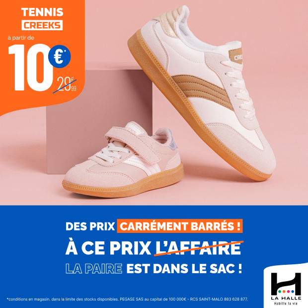 Tennis Creeks à prix barrés chez La Halle !