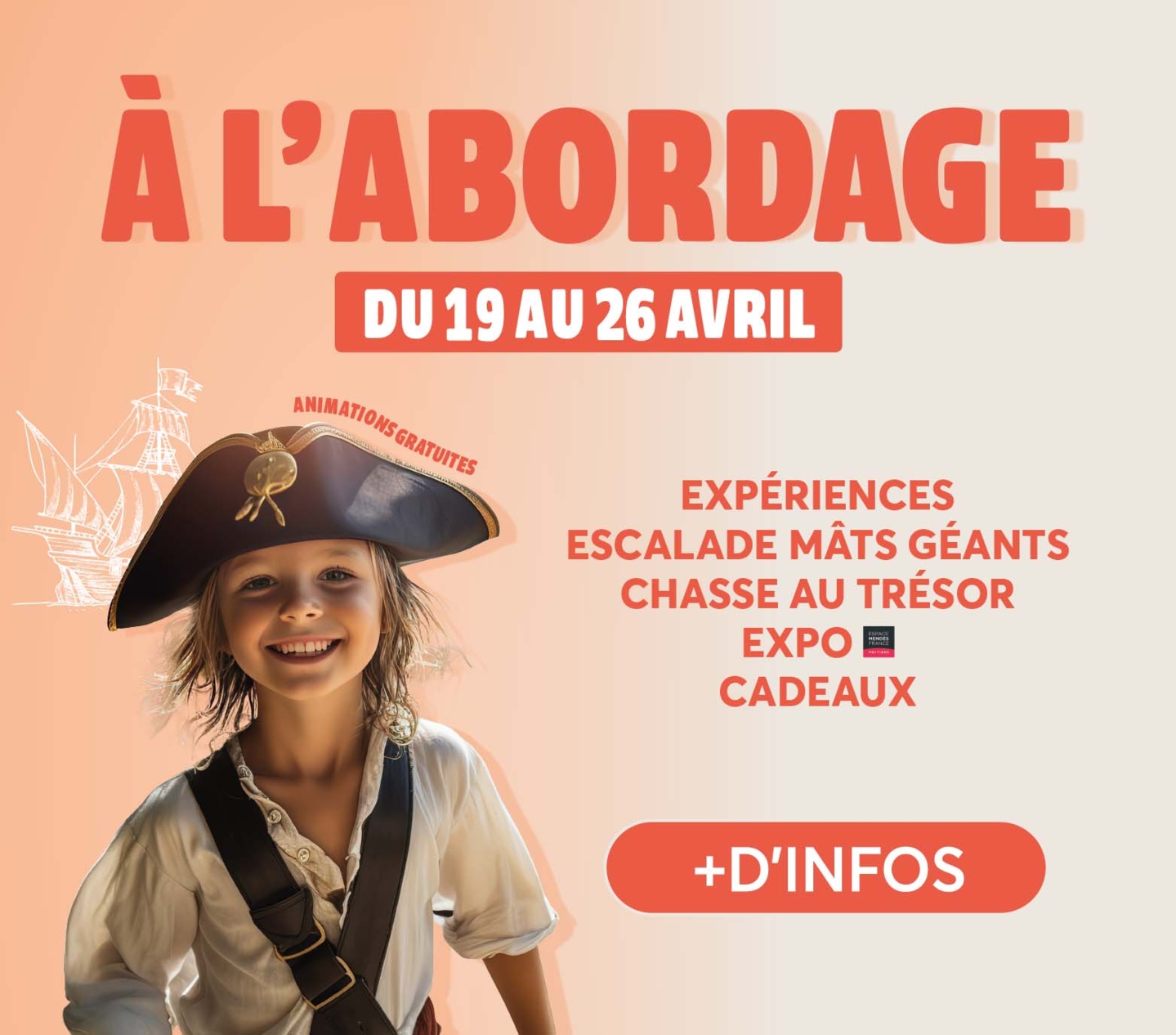 Du 19 au 26 avril, profitez d'une animation à l'abordage dans votre centre commercial Aushopping Poitiers Sud