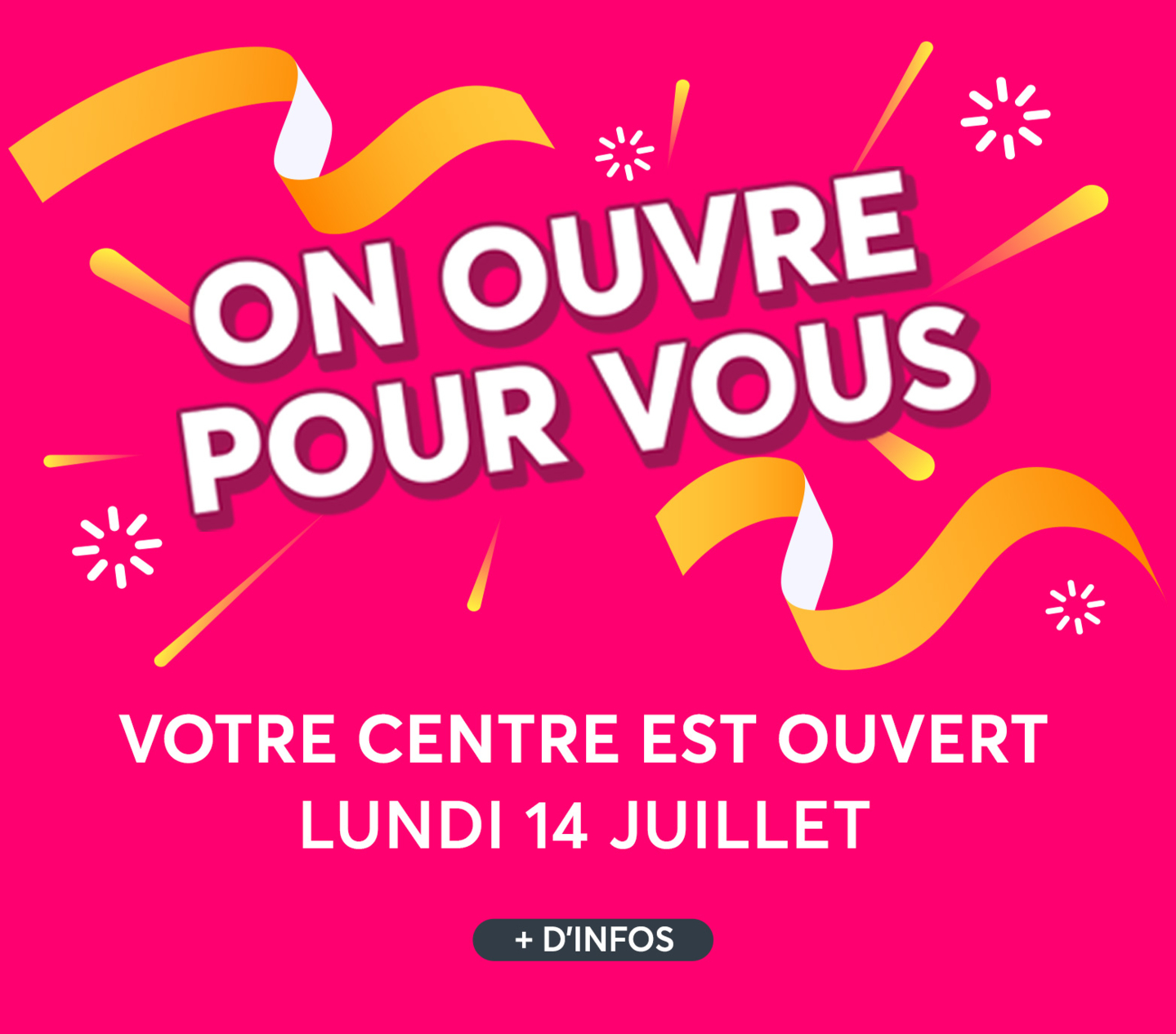 Votre centre commercial aushopping poitiers sud est ouvert le lundi 14 juillet