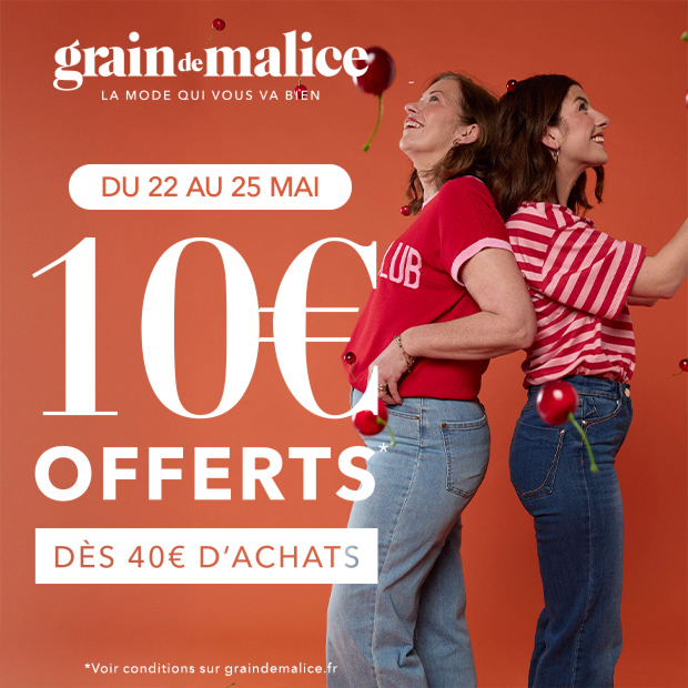 10€ offerts dès 40€ d'achats chez Grain de Malice*