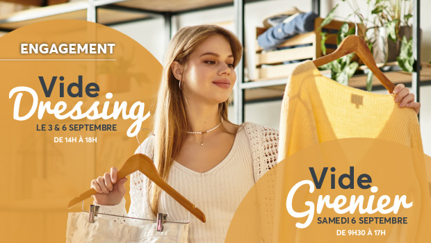 Profitez d'un vide dressing solidaire et d'un vide grenier les 3 et 6 septembre 2025 au centre commercial Aushopping Blois Vineuil