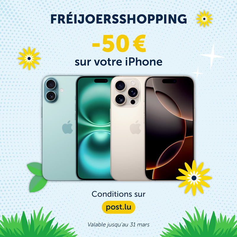 POST Fréijoersshopping 2025, -50€ sur votre iPhone