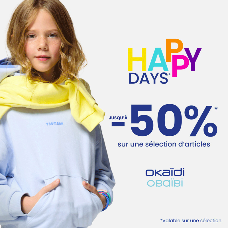 Okaïdi Happy Days mars 2025, jusqu'à -50% sur une sélection d'articles