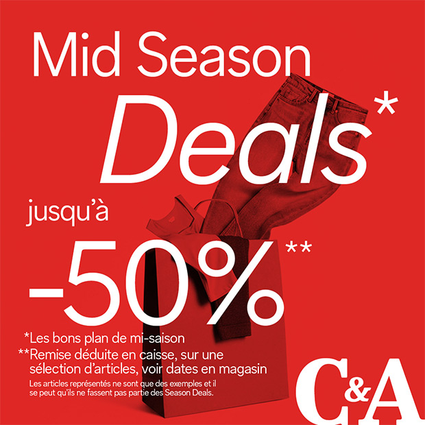 Mid Season Deals chez C&A : jusqu'à -50%*