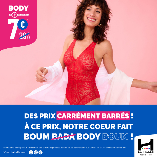 La Halle : prix carrément barré sur le body !